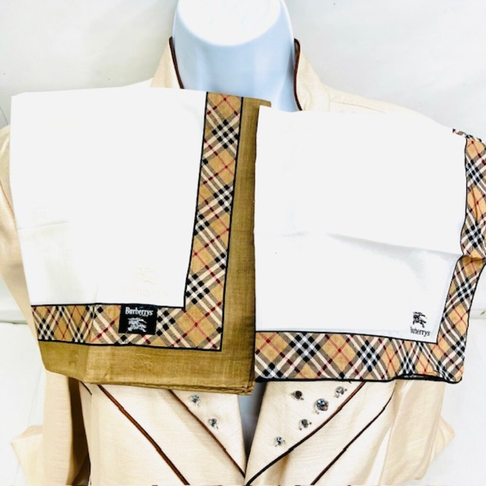 New Men/Women  BURBERRY Handkerchief Nova Check Set of Two 17"-19" 100％Cotton(31 - Picture 9 of 15